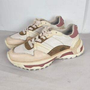 Coach G3013 Runner Leather Colorblock Running Sneakers White Multi Women's‎ 7B